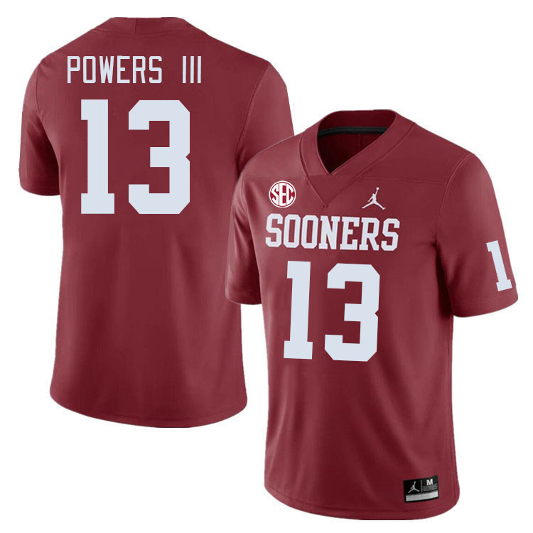 #13 Reggie Powers III Oklahoma Sooners 2024 SEC Conference College Football Jerseys-Crimson